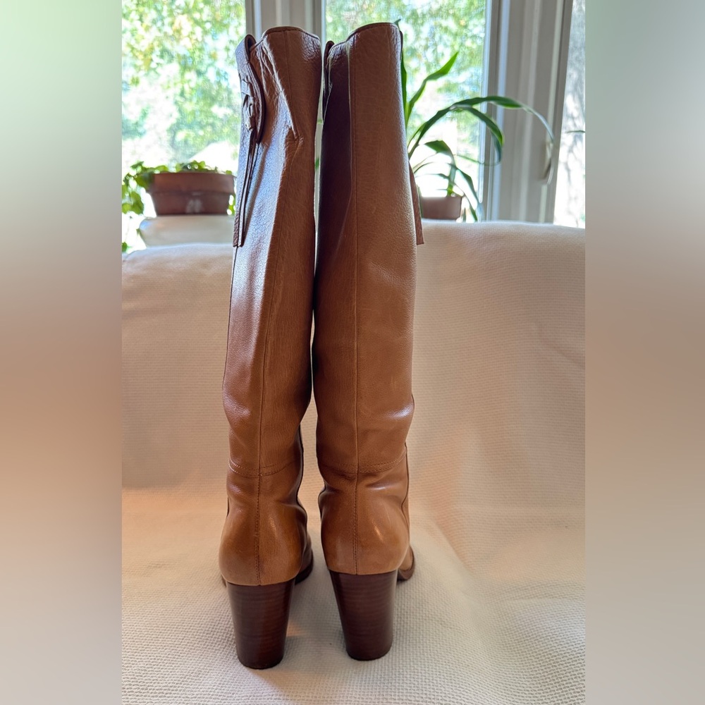 Coach Tan Leather Heeled Boots, sz 10 - Picture 5 of 9